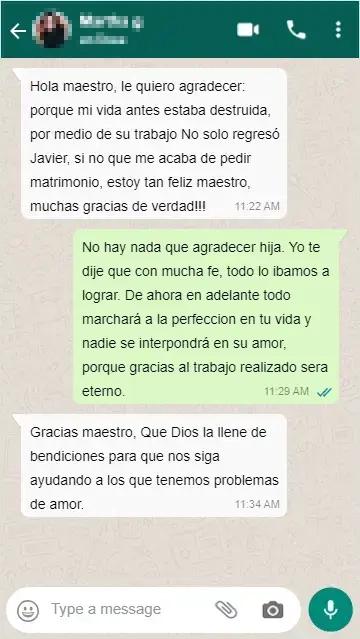 Testimonio whatsapp limpieza brujeria